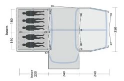 Outwell Mountain Lake 5ATC Tent (2022) 17 Outwell Mountain Lake 5ATC Tent (2022) -Outdoor Camping Store 111198 mountain lake 5atc drawing floorplan3