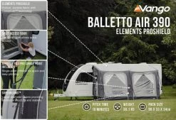 Vango Airbeam Vango Balletto Air 390 Elements ProShield Caravan Awning (2023) -Outdoor Camping Store balletto air 390 eps