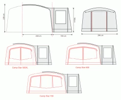 Outdoor Revolution Camp Star Side Porch (500xl, 600, 700) (2022) -Outdoor Camping Store campstar side porch floorplans 1