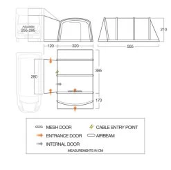 Vango Airbeam Vango Galli CC Air Tall Awning (2023) -Outdoor Camping Store floorplan cc tall