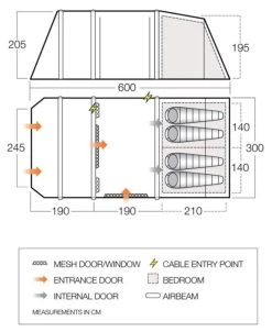 Vango Airbeam Vango Joro Air 450 Eco Dura Tent Package (2023) 13 Vango Airbeam Vango Joro Air 450 Eco Dura Tent Package (2023) -Outdoor Camping Store joro air 450 floorplan low 1