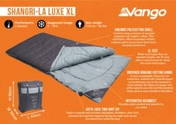 Vango Shangri-La Luxe XL Sleeping Bag (2023) 11 Vango Shangri-La Luxe XL Sleeping Bag (2023) -Outdoor Camping Store shangri la luxe xl infographic 1
