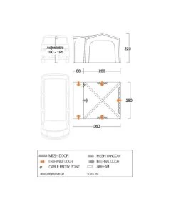 Vango Airbeam Vango Agora Air VW Awning (Shadow Grey) -Outdoor Camping Store vango 2021 awnings floorplan agora vw 1